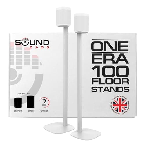 Image of One / ERA100 Floor Stand Twin Pack (2pcs), White | Compatible with Sonos One, Gen 2, Play:1, SL | Future-Proof Design Also Compatible with ERA 100, Designed by Sound Bass UK. Double, Pair