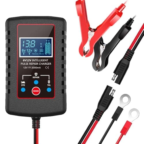Image of POFET Car Battery Charger 6 V 12 V Smart Motorbike Battery Charger for Car Truck Motorcycle Lawn Mower Boat Marine Batteries