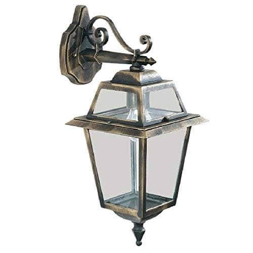 Image of Searchlight 1522 New Orleans Black Gold Outdoor Traditional Down Lantern Wall Light | IP44 Exterior Rating | Ideal for Gardens - Driveways - Fencing - Patio Lighting | Free Air Freshener Promo