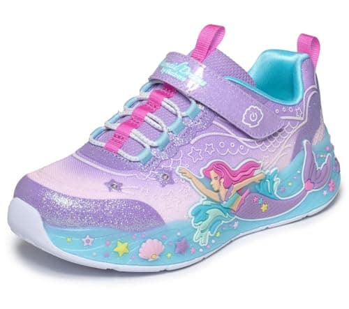 Image of Skechers Girl's Mermaid Dreams Sneakers, Lavender Sparkle Mesh/Multi Trim, 12 UK Child