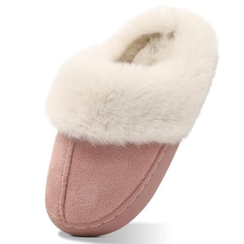 Image of LACOFIA Girls' Slippers Kids Fluffy Slippers Non-Slip Comfy Children Winter House Shoes Warm Indoor Sliders Pink 2/3