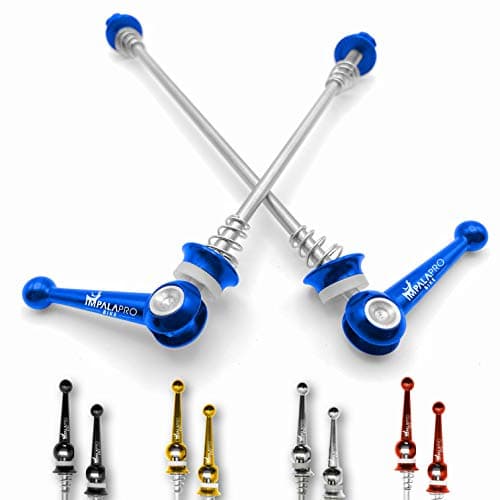 Image of IMPALAPRO Titanium Bike Quick Release Skewers Ultralight CNC 46g - Road Bike Wheels Nuts - Hope Skewers - MTB Quick Release Bolts - Tool-Free Install (Blue)