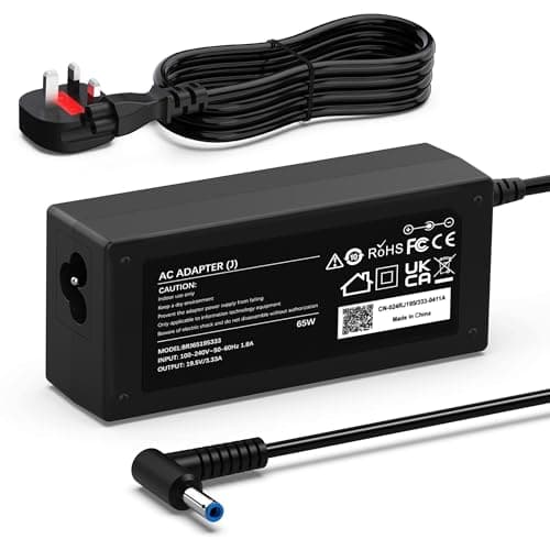 Image of 65W Laptop Charger Compatible with HP EliteBook, Pavilion, Chromebook, ProBook, Envy, Spectre, Stream, 250 G6, 255 G7, 741727-001 710412-001 and more Power Supply Adapter(4.5 X 3mm)