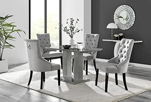 Image of Furniturebox UK Imperia 4 Grey Dining Table and 4 Grey Belgravia Black Leg Chairs