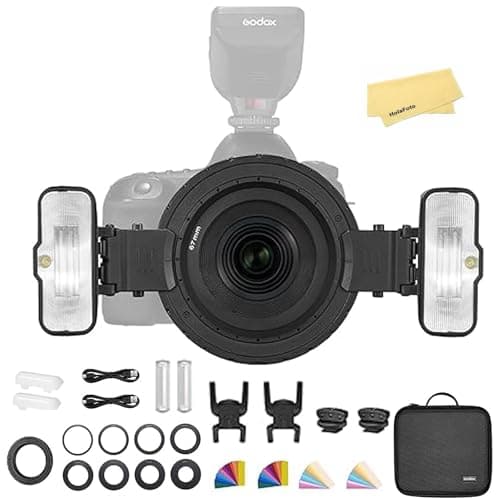 Image of Godox MF12 MF12-K2 Macro Flash Off-Camera 2.4G 12W TTL Speedlight,Two-light Kit with 3.7V/1700mAh Lithium Battery,0.01-1.7s Recycle Time,Compatible for Nikon Sony Canon Fuji Olympus Panasonic Cameras