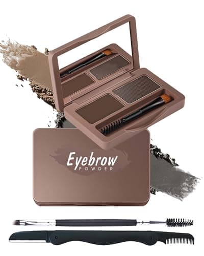 Image of Eyebrow Powder Kit-2 Colors Soft Eye Brow Tinted Powder Palette, Waterproof & Long Lasting Natural Gray Brown Brow, Professional Eyebrow Contour Makeup Set for Women with Mirror and Brush & Razor-2#