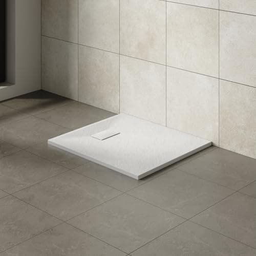 Image of Aquariss 1000x800mm SMC Anti Slip Shower Base Tray Rectangular for Shower Enclosure White