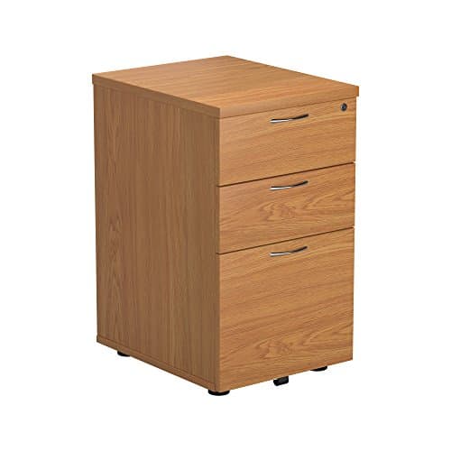 Image of Office Hippo Heavy Duty Pedestal Filing Cabinet, File Cabinet, Office Cabinet with Anti-Tilt Mechanism, Lockable Filing Cabinet, Versatile Under Desk Office Storage - Oak, 3 Drawer