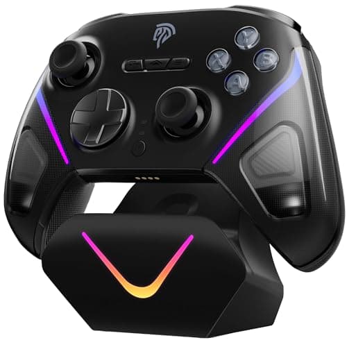 Image of EasySMX Wireless Game Controller, D10 TMR Anti-Drift Joysticks Enhanced PC Controller,Dual-Mode Triggers,1000Hz,RGB,Mechanical,Bluetooth Gamepad for PC/Switch/Switch2/iOS/Android with Charging Dock
