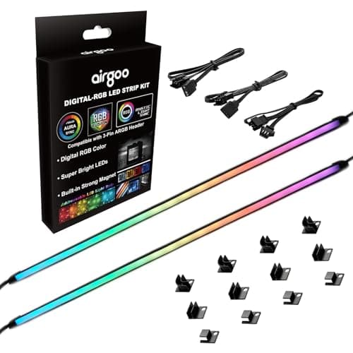 Image of airgoo Addressable RGB PC LED Strip, AG-NEON-LS1 Diffused Silicon Rubber Tube Neon Strip, for 5V 3-pin argb Header or AG-DRGB16 SignalRGB Controller(Not Included), Come with Magnetic Brackets