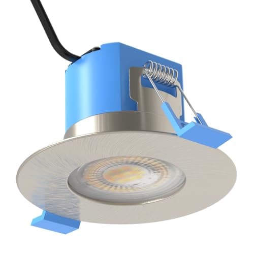 Image of Simple Lighting® Fire Rated LED Downlight, Brushed Chrome, 6W 600 Lumens, CCT Adjustable 3 Colour Temperatures, IP65 Waterproof, Dimmable, 86mm Diameter, 55-70mm Cut-Out