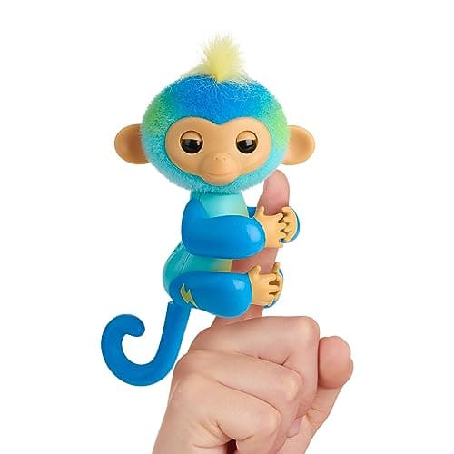Image of Fingerlings Age 5+ 2023 NEW Interactive Baby Monkey Reacts to Touch – 70+ Sounds & Reactions – Leo (Blue)