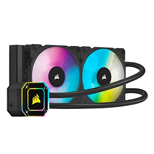 Image of Corsair iCUE H100i ELITE CAPELLIX Liquid CPU Cooler (33 Ultra-Bright CAPELLIX RGB LEDs, Two 120 mm ML RGB Series PWM Fans, 400 to 2,400 RPM, Zero RPM Mode, Corsair iCUE Commander CORE Included) Black