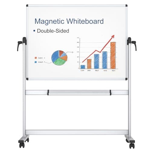 Image of VIZ-PRO Double-Sided Magnetic Revolving Mobile Whiteboard, Aluminium Frame & Stand, W1200xH900mm