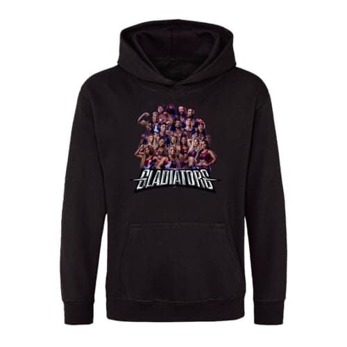 Image of SMARTYPANTS Gladiators Garoup Hoodie Cast Graphic Pull Over Sweatshirt for Men Women and Kids Unisex B Legend Nitro Giant Apollo Fury and Diamond Logo (UK, Age, 12 Years, 13 Years, Regular) Black