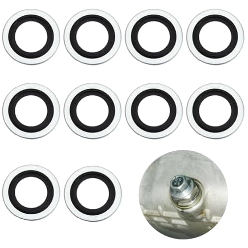 Image of XMSCN Oil Drain Plug Gaskets, 10PCS Aluminum Seals Crush Washer, Oil plug gasket for Peugeot Citroen Renault, Automotive Accessories Replaces 110265505R (10 PCS, One Size)