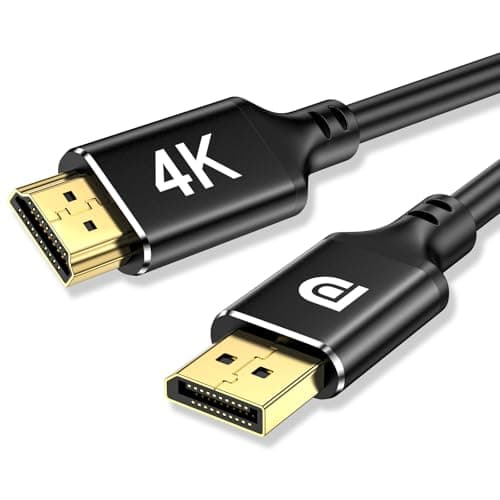 Image of 4K Displayport to HDMI Cable 2M,Uni-Direction,4k@30Hz,2k@60Hz,1080p Full HD,DP(Source) to HDMI(Display) Cable,PVC Cord,Gold-Plated Plugs for Dell,NVIDIA,AMD,Lenovo,Monitor, Projector(2M)