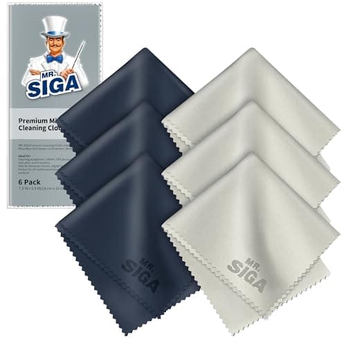 Image of MR.SIGA Premium Microfiber Cleaning Cloths for Lens, Eyeglasses, Screens, Tablets, Glasses, 6 Pack, 6 x 7 inches (15 x 18 cm)