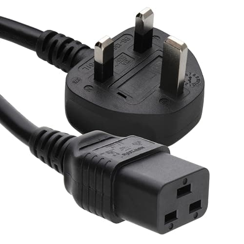 Image of kenable UK Mains to IEC C19 Power Cable for UPS Server PDU 13A Fused 16A Heavy Duty Lead Black 1m