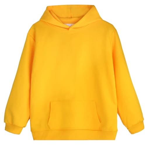 Image of Discoball Kids Plain Sweatshirt Hoodie Soft Pullover Top Jumper Casual Fashion Sweatshirts for Girls Boys Unisex Hooded with Pocket Yellow
