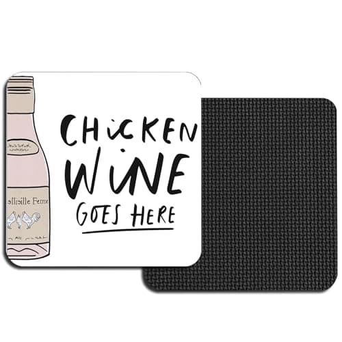 Image of Square Chicken Wine Coasters for Drinks,Funny Drink Coasters Set of 2,Chicken Wine Coaster for Home Office Table Kitchen Desk Decor Coffee Beer Bar,Birthday Gifts for Women Men Mom Wines Lover