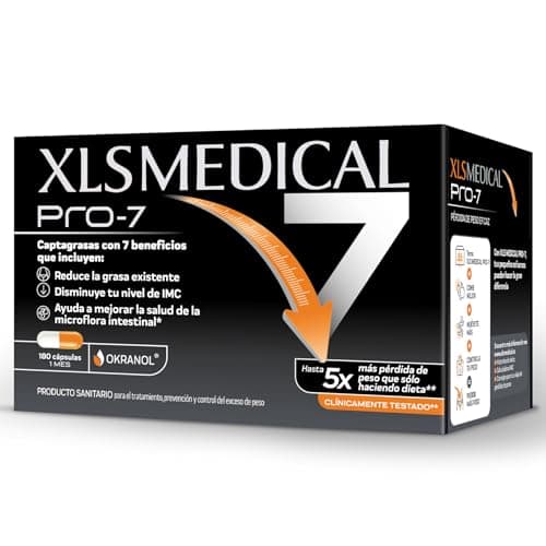 Image of Xls Medical PRO-7 Captagrasas 180 Capsules, 1 Month Supply, Weight Loss Pills, Food Supplement with 7 Benefits to Achieve the Desired Weight, Up to 5X Faster Weight Loss VS Dieting Alone