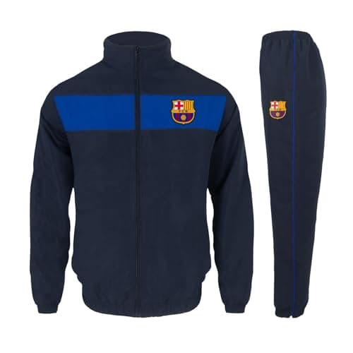 Image of FC Barcelona Official Football Gift Mens Jacket & Pants Tracksuit Set Blue Large