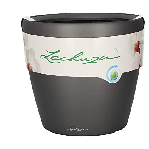 Image of Lechuza Self Watering Plant Pot CLASSICO 35 LS Garden Flower Indoor and Outdoor Plastic Planter with Drainage Hole D35 H33 cm Charcoal Metallic