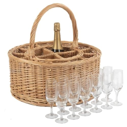 Image of Red Hamper Garden Picnic Basket Complete with 12 Glasses