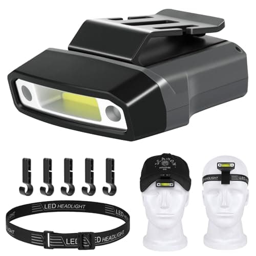 Image of HOTUT Head Torch Rechargeable, Clip on Cap Visor Light, Super Bright Headlamp with 5 Light Modes, LED Headlight with Motion Sensor Control, Waterproof & Lightweight, for Fishing Running Camping Hiking