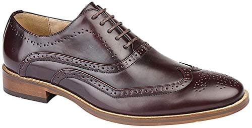 Image of Goor Men's 5 Eye Wing Capped Oxford Brogues - Manmade Upper Oxblood Size 8 UK