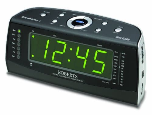 Image of Roberts Radio Chronoplus 2 FM/MW Dual Alarm Clock Radio with Large LED Display, Adjustable Sleep Timer and Instant Time Set, Black