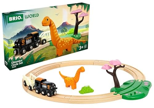 Image of BRIO World Dinosaur Circle Toy Train Set for Kids Age 3 Years Up - Railway Acessories & Add Ons