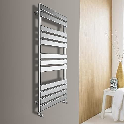 Image of Warmehaus Flat Panel Heated Towel Rail Designer Bathroom Radiator Ladder Rad Chrome 1200 x 500mm Towel Warmer for Bathroom Kitchen