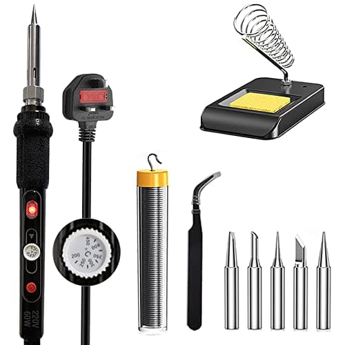 Image of Soldering Iron Kit Electric with Switch 60W Adjustable Temperature200℃ - 450 ℃ Soldering Gun Welding Tools, Solder Wire Tube/Soldering Stand/5pcs Replacement Tips/Tweezers