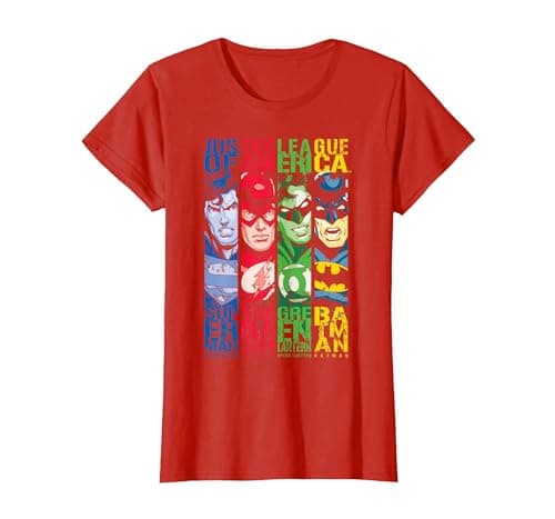 Image of DC Justice League Stripped T-Shirt, Women, Red, XX-Large