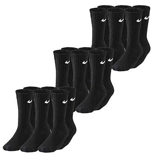 Image of Nike Men Cush Crew Socks (pair Of 3) - Black/White, Large/Size UK 8 - 11
