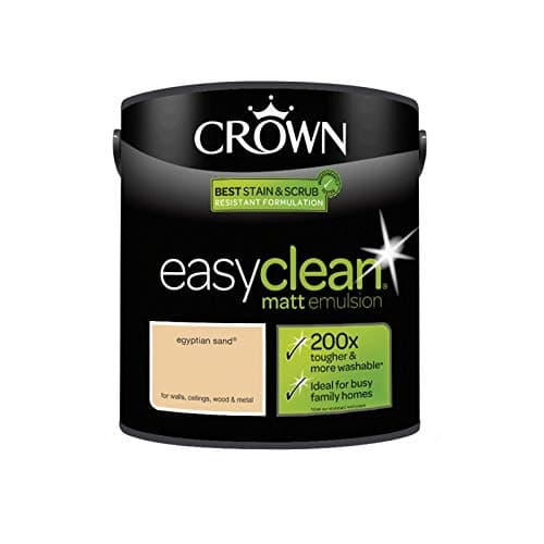 Image of 2.5L CROWN Easy Clean MATT Emulsion Multi Surface Paint That can be Used on Walls, Ceilings, Wood and Metal. Stain & Scrub Resistant Formula – Egyptian Sand