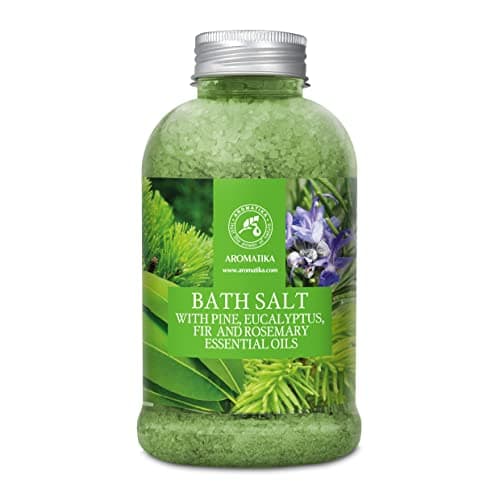 Image of Bath Salt with Pine & Eucalyptus & Fir & Rosemary Essential Oil 600 g - Sea Salt Bath - Aromatherapy - Body Care - Beauty - Bath Soak - Bathing
