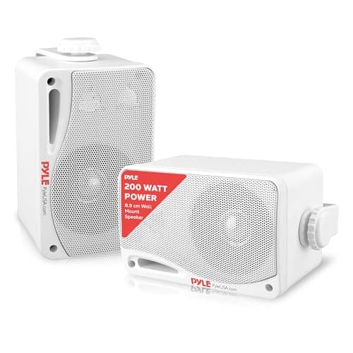 Image of Pyle Portable Wireless Speaker - Bluetooth Speaker – Set of two, Waterproof 3-Way Active Passive HIFI Speakers, Wireless Ceiling Mound Dual Speakers System, w/Heavy robust grille, Indoor/Outdoor Use