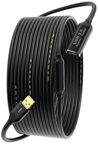 Image of ZVOIYKM Active USB 2.0 Extension Cable 30M (100FT) with Built-in Chip, 480Mbps High Speed Data Transfer Male to Female Repeater Cord, in-Wall - Long USB Extender for VR, Printer, Hard Drive, Xbox, PC