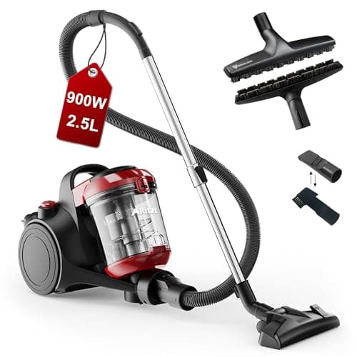 Image of Akitas C10 Parquet Bagless Vacuum Cleaner Cylinder 900W With German Wessel Werk Large 32cm Width Horse Hair Hard Floor Nozzles