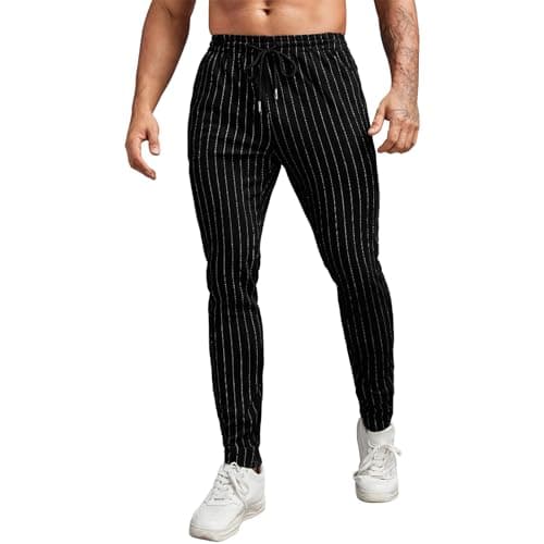 Image of Mens Leggings Mens Cargo Trousers Elasticated Waist Black, L
