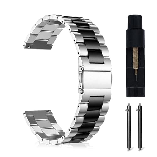 Image of MaEiol 22mm Metal Strap for Huawei Watch GT 6 Pro/GT 6/GT 5 Pro/GT 5/4 46mm / Huawei Watch 5/4 46mm /4 Pro 48mm /Ultimate 2, Stainless Steel Replacement Wristband Business for Women Men - Silver&Black