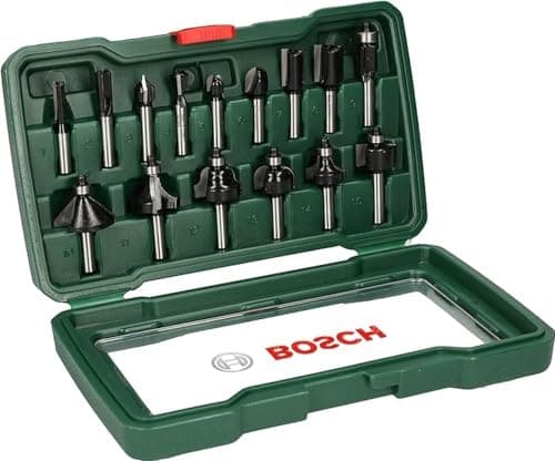 Image of Bosch 15-Piece Tungsten Carbide Router Bit Set (for Wood, Shank Ø 8 mm, Accessory Routers)