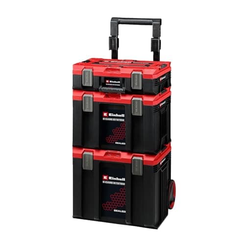 Image of Original Einhell E-Case Rolling Workshop Sealed (Rolling Workshop Made of 3 Suitcases, Max. 120 kg, Dustproof + Jet Waterproof, 44 x 40 x 70 cm, Includes Side Rails)