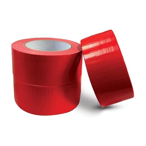 Image of JeeJaan® 3 Rolls of Red Duct Tape 50mm x 50m Heavy Duty Waterproof Gaffa Tape for Electrical Plumbing Use Strong Adhesive Durable Ideal for Sealing Fixing and Wrapping Projects