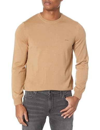 Image of BOSS Men's Botto Crew Neck Ribbed Cuff Sweater, Brownsville Beige, XXL