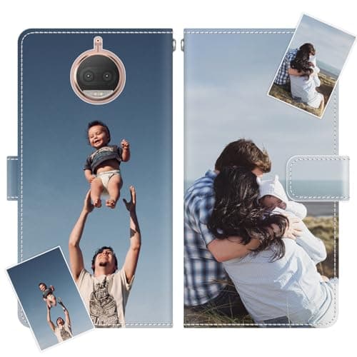Image of JGOYGYI Personalized PU Leather Wallet Phone Case compatible with Motorola Moto G5S Plus with Kickstand Flip Cover,Customize Your Own Picture/Photo/Image/Text +Adjustable lanyard