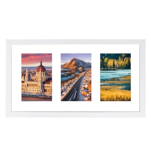 Image of DMSELL 3 Aperture Photo Frame 6x4 White with Mount, Multiple Picture frames 6x4 for Tabletop Display and Wall Decoration